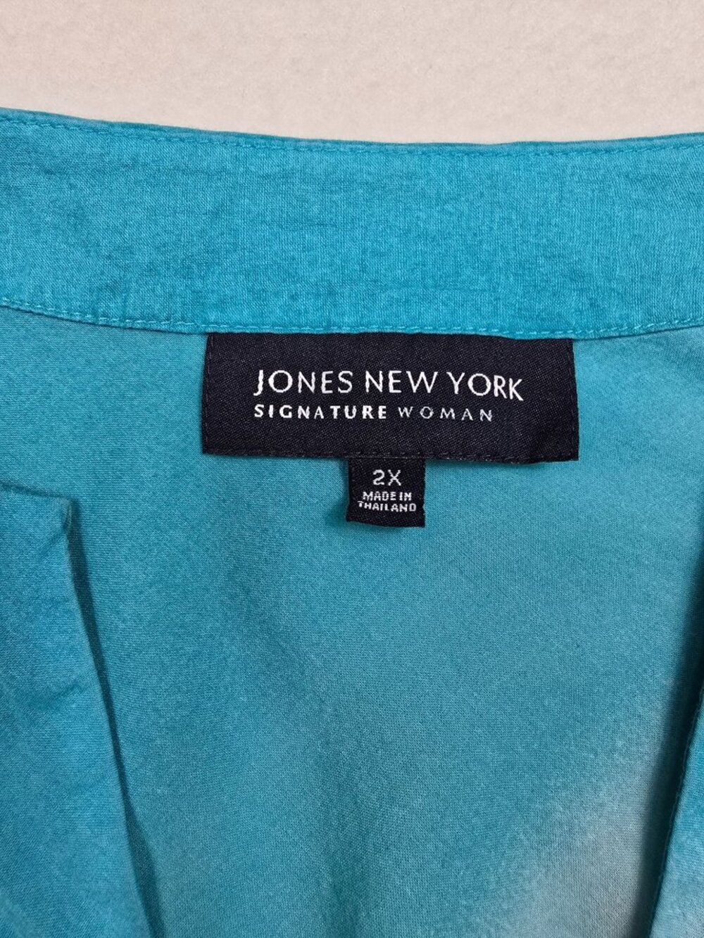 Jones New York Womens 2X Tie-Dye Cotton Tunic Top Long Sleeve Green & Blue - Picture 2 of 4